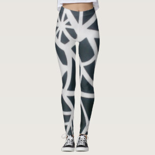 Leggings Motif géométrique Web Gras Black & White Spider.