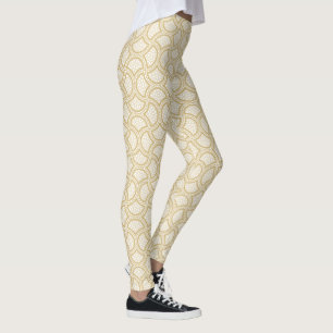 Leggings Motif Gold Art Déco en blanc