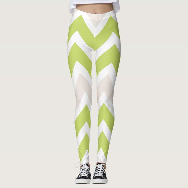 Leggings Motif graphique de chaux vert Chevron (Devant)