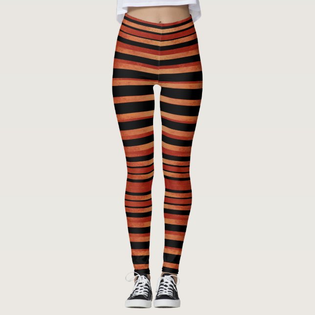 Leggings Motif Gras rouge et noir rayé (Devant)