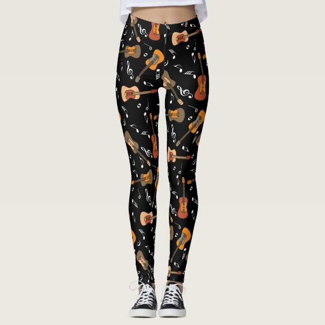 Leggings Motif Guitare Music Notes (Devant)