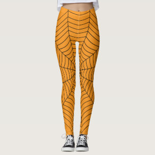 Leggings Motif Halloween toile d'araignée noir orange