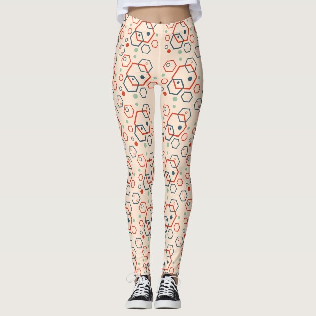 Leggings Motif hexagonal géométrique moderne (Devant)