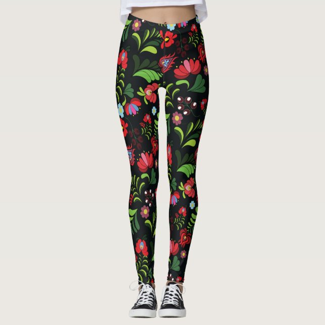 Leggings Motif hongrois de la broderie de Matyo (Devant)