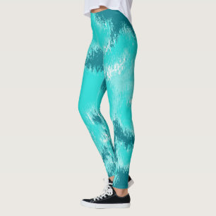 Leggings Motif ikat Abstrait turquoise et Mint