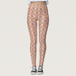 Leggings Motif Ikat Boho Mauve Pêche