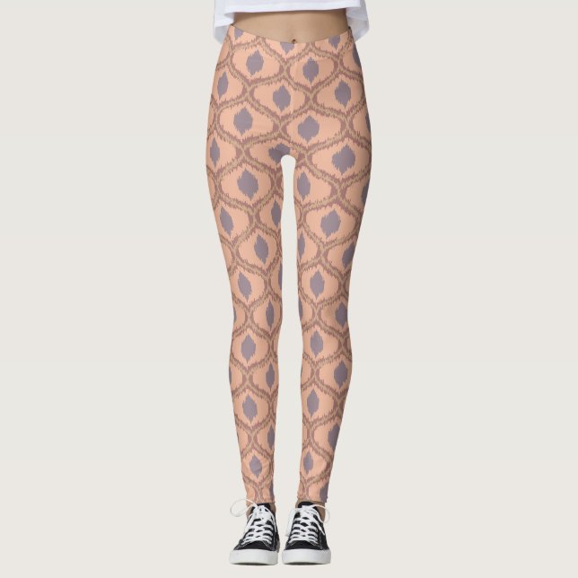 Leggings Motif Ikat Boho Mauve Pêche (Devant)
