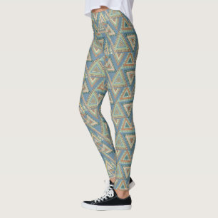 Leggings Motif indien tribal   bleu extérieur de Geo X