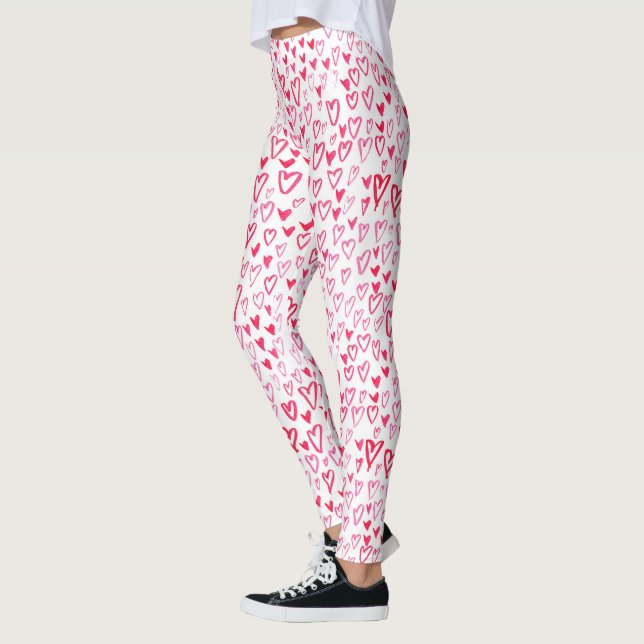 Leggings Motif IV de mots d'amour des coeurs | d'aquarelle (Gauche)