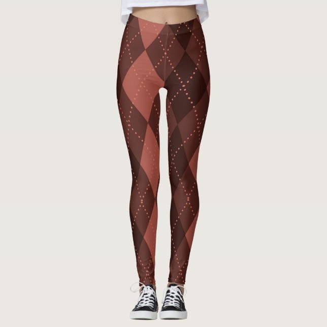 Leggings Motif Jacquard - Rouge foncé Orange (Devant)