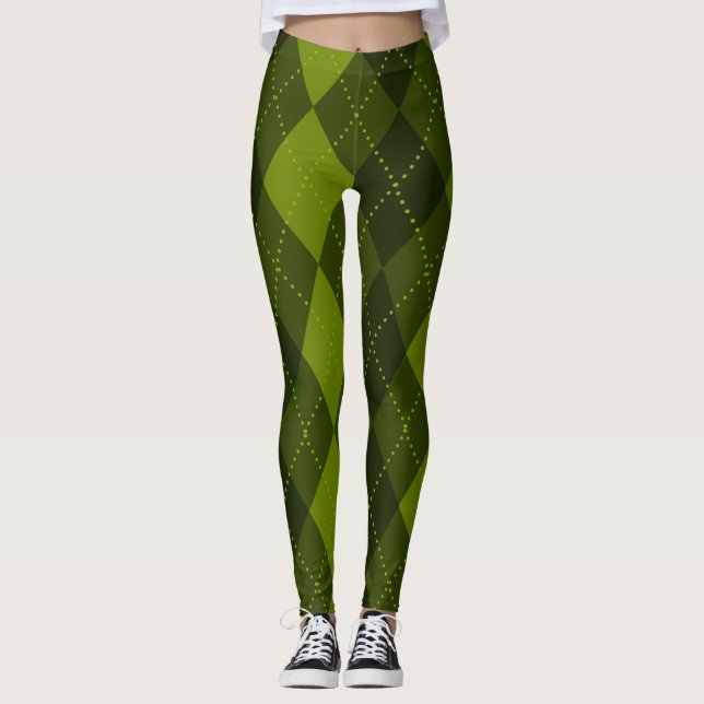 Leggings Motif Jacquard - Vert olive foncé (Devant)
