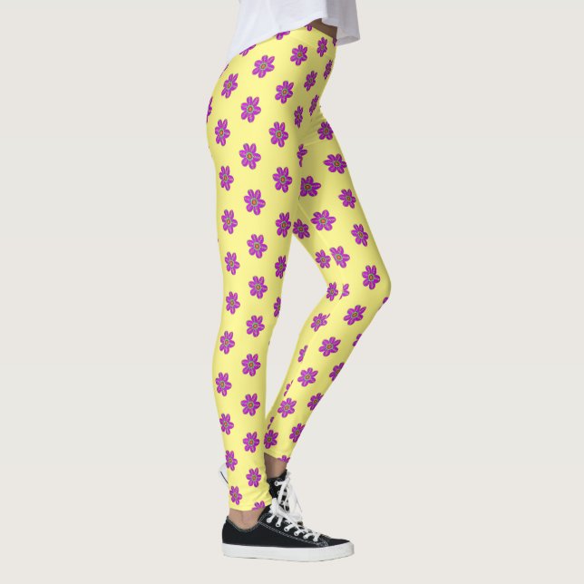 Leggings Motif jaune floral violet (Droite)