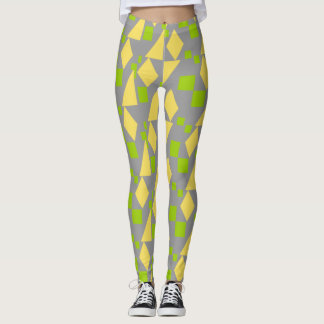 Leggings Motif jaune vert géométrique Abstrait sur gris