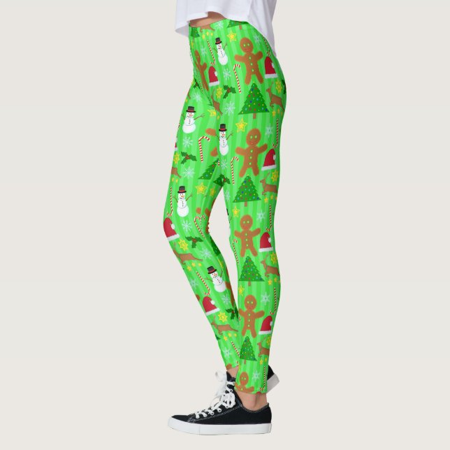Leggings Motif laid de chandail de collage de vacances de (Gauche)