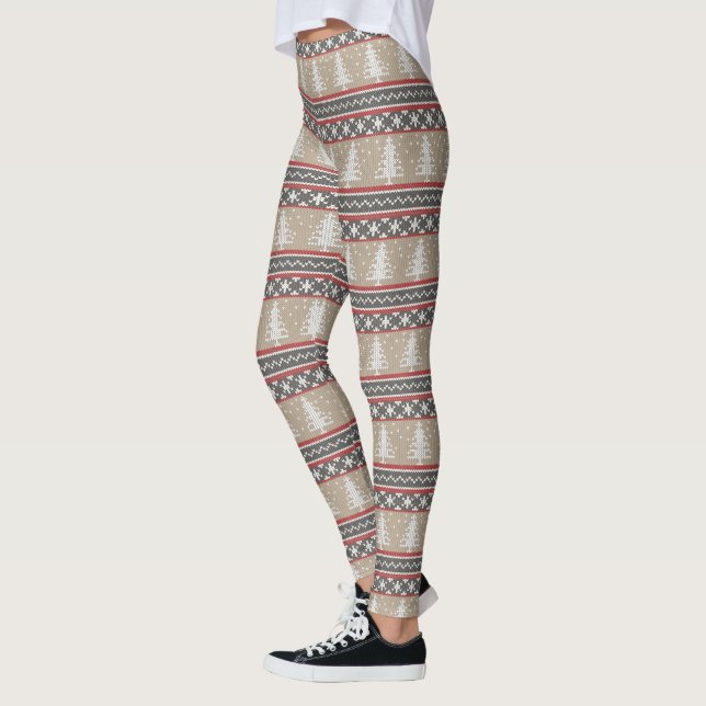 Leggings Motif laid | Tan de Noël de Knit de chandail (Gauche)