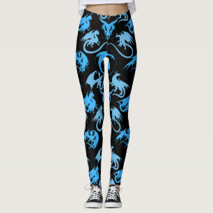 Leggings Motif LBlue Black BG