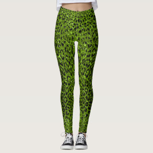 Leggings Motif Leopard de la Parties scintillant verte