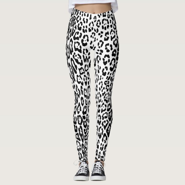 Leggings Motif léopard en noir et blanc (Devant)