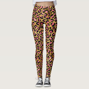 Leggings Motif Léopard Or Rose