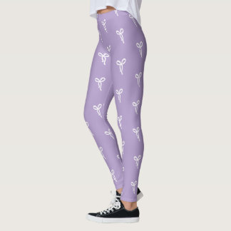 Leggings Motif Lilac White Playful Bows