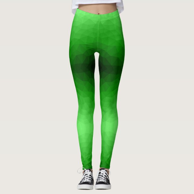 Leggings Motif lumineux à maillage géométrique dégradé vert (Devant)
