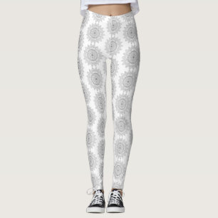 Leggings Motif Mandala argent Arrière - plan blanc Élégant