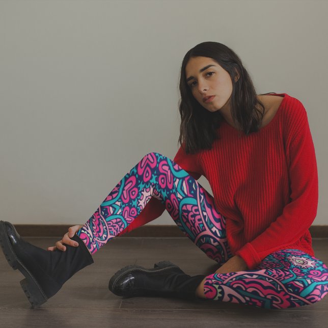 Leggings Motif Mandala complexe rose et bleu (Créateur téléchargé)