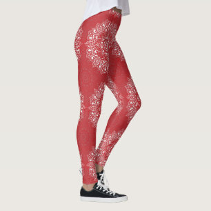 Leggings Motif mandala indien spirituel rouge