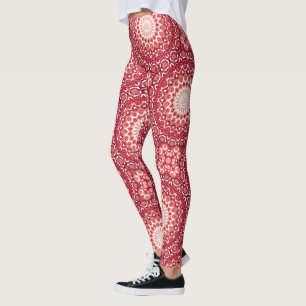 Leggings Motif Mandala Rouge en Dégradé Fougueux