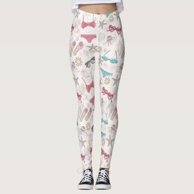 Leggings Motif mignon d'abrégé sur été (Devant)