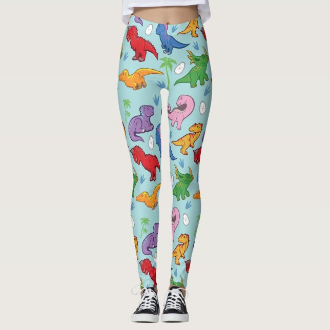 Leggings Motif mignon de dinosaure (Devant)