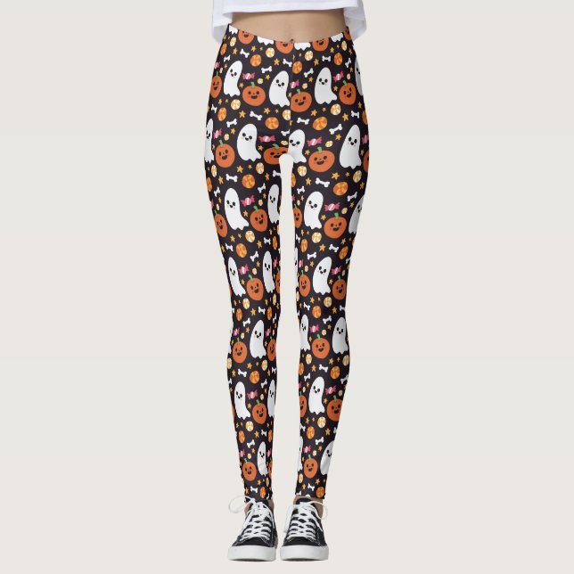Leggings Motif mignon de Halloween de fantôme, de (Devant)