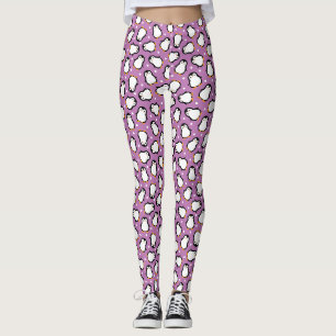 Leggings Motif mignon de pingouin violet