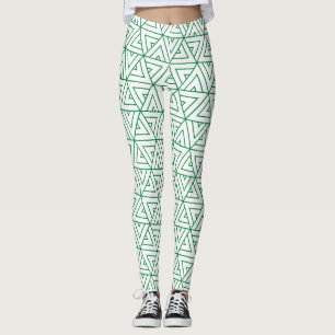 Leggings Motif minimal blanc vert Hexagon
