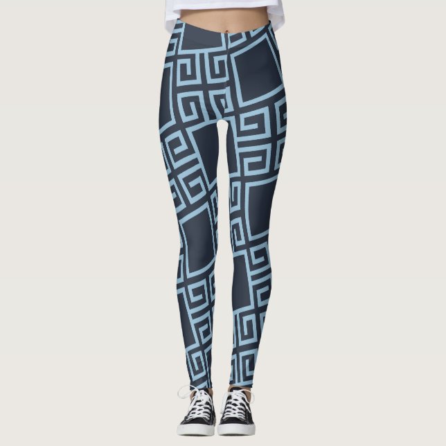 Leggings Motif minimal bleu tribal (Devant)