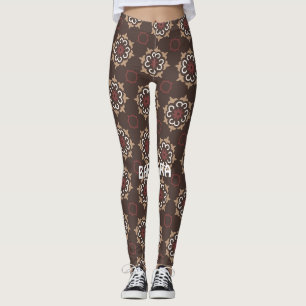 Leggings Motif minimal rose Brown mexicain