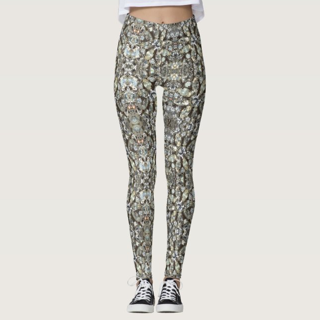Leggings Motif miroir à bille diamant en pierre (Devant)