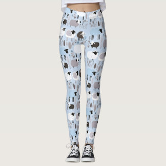 Leggings Motif Mocal Mouton Pastel Couleur Bleue Minimale