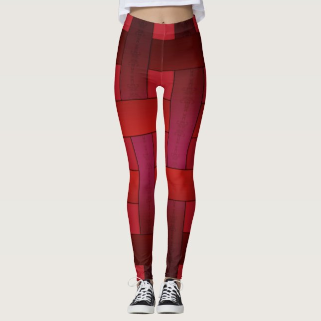 Leggings Motif moderne abs en soie rouge transparente doubl (Devant)