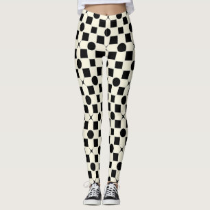 Leggings ⚫ Motif moderne cercles géométriques noir & blanc