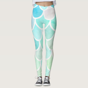 Leggings Motif moderne couleur vert sirène sans joint