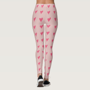 Leggings Motif moderne de coeur rose avec points blancs