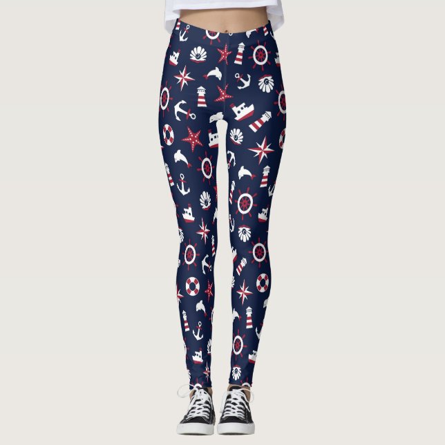 Leggings Motif nautique de mer (Devant)