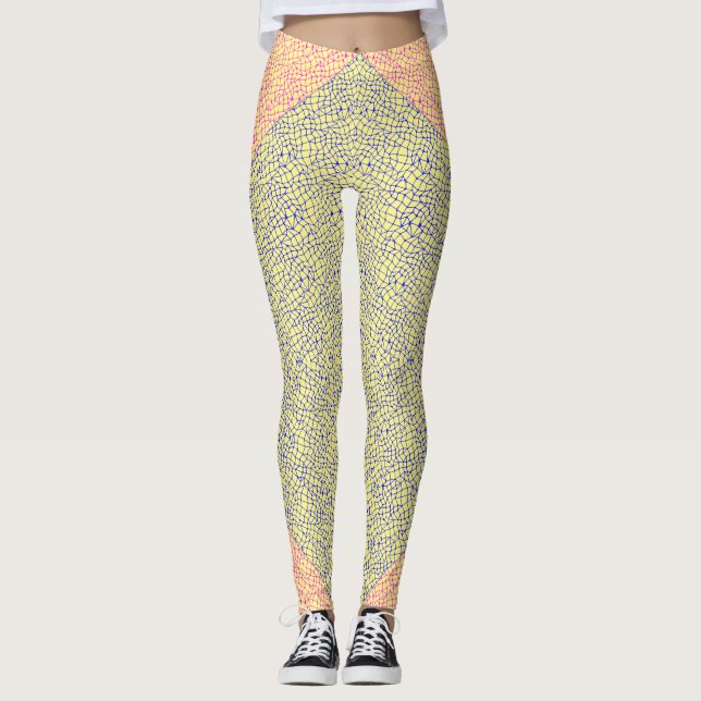 Leggings Motif net 05 Indigo Blue Jaune BG (Devant)