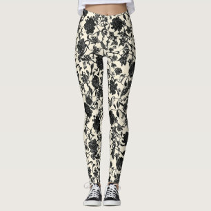 Leggings Motif noir à fleur de lacce
