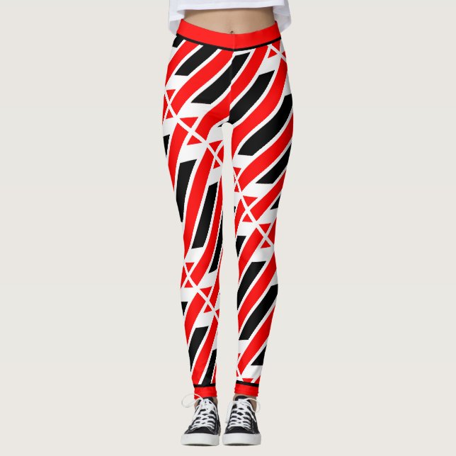 Leggings Motif noir blanc rouge Abstrait absolu (Devant)
