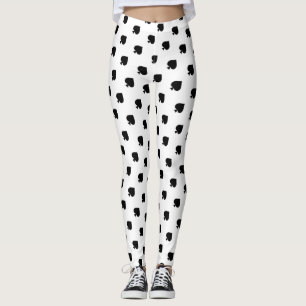 Leggings motif noir diagonal de pelles sur le blanc