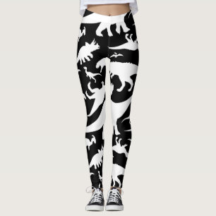 Leggings Motif noir et blanc de dinosaure
