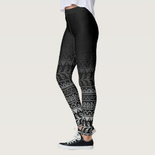 Leggings Motif noir et blanc de griffonnage sous Ombre noir