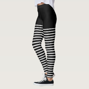 Leggings Motif noir et blanc de rayures barré